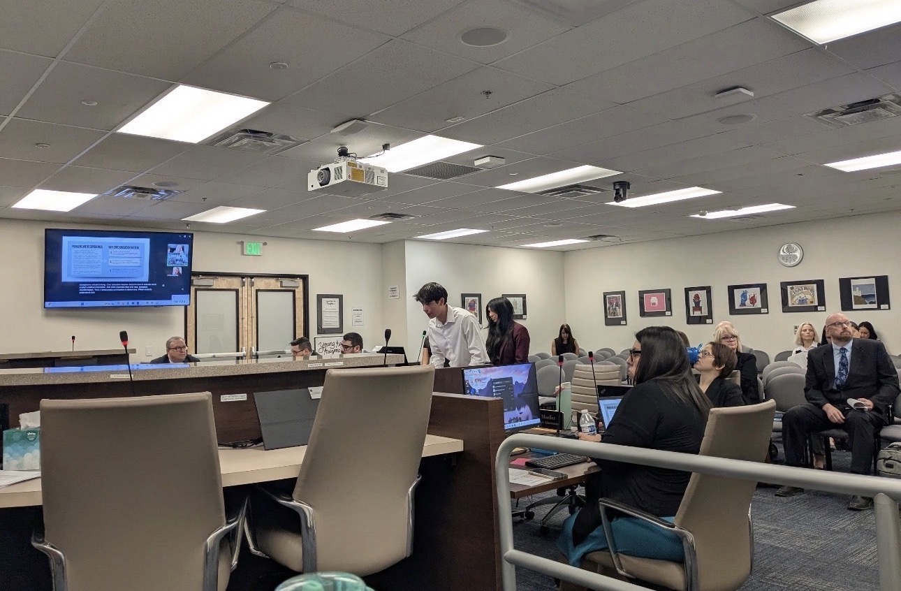 Emilio presenting his passion project to the Arizona State Board of Education